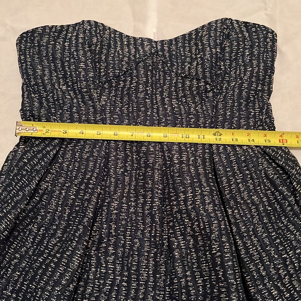 Shoshanna Blue/White/Silver Strapless Pleated Dress Size 10 - Picture 11 of 12